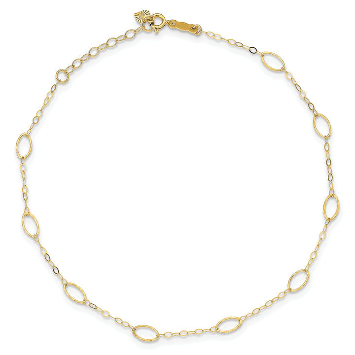 14k Yellow Gold Oval Shapes 9 Anklet