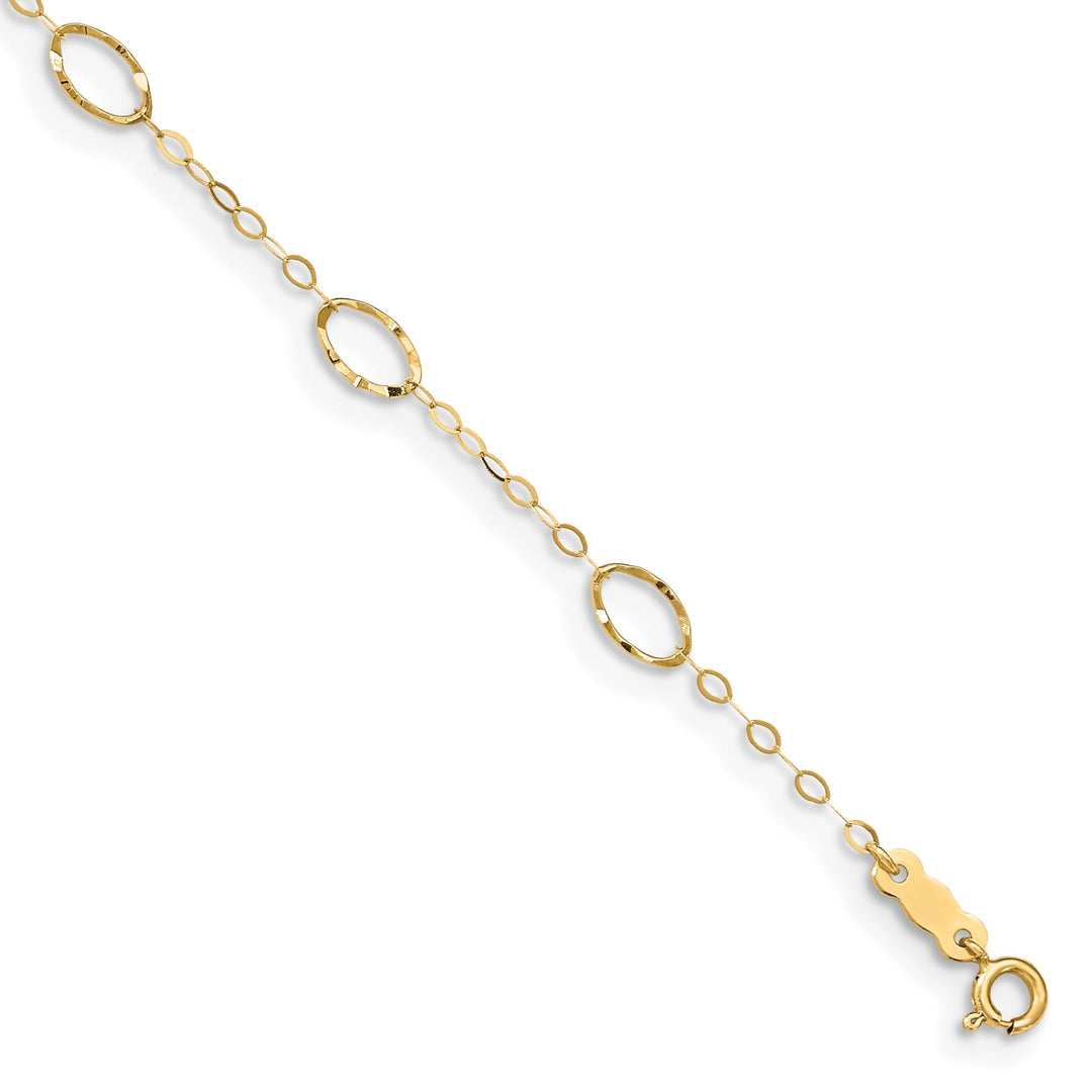 14k Yellow Gold Oval Shapes 9 Anklet