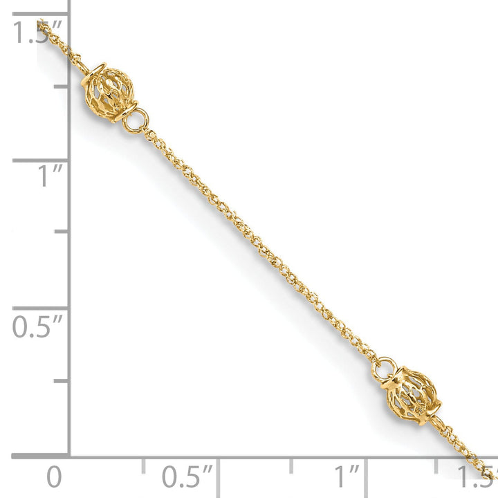 14K Yellow Gold Bead Anklet