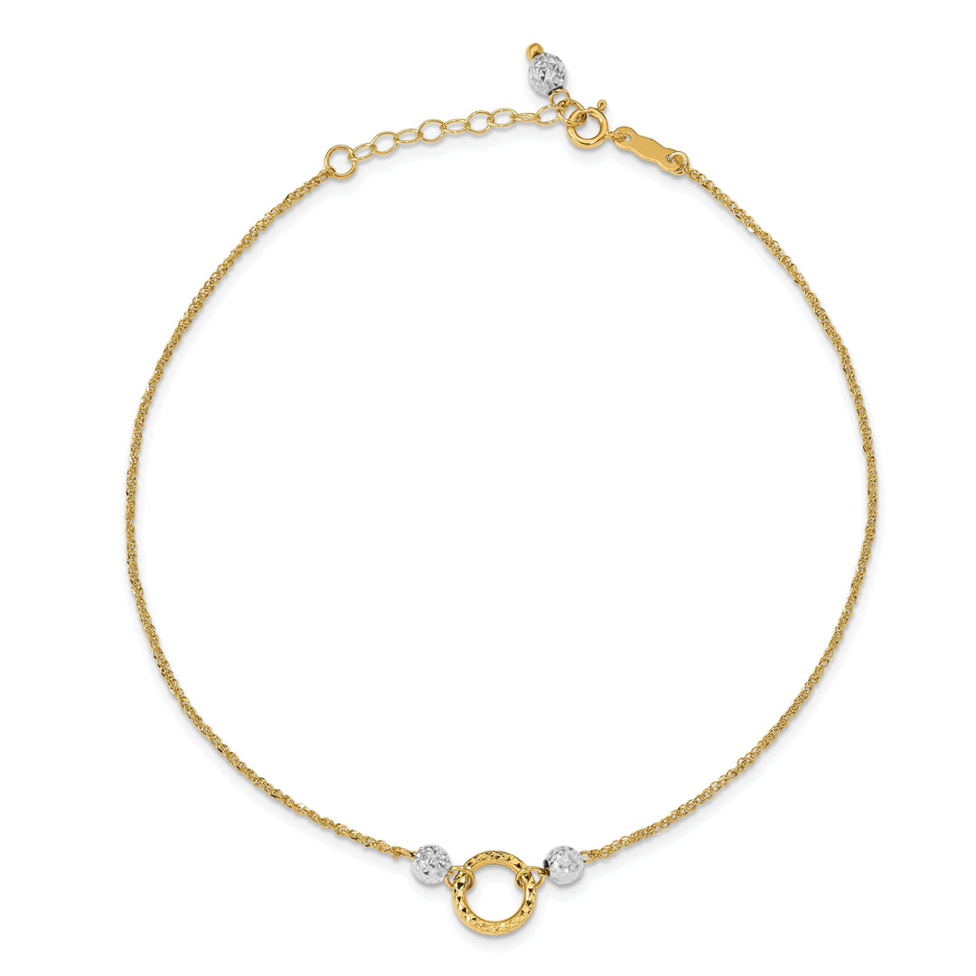 14K Two-tone Gold Circle Bead 9-inch Anklet