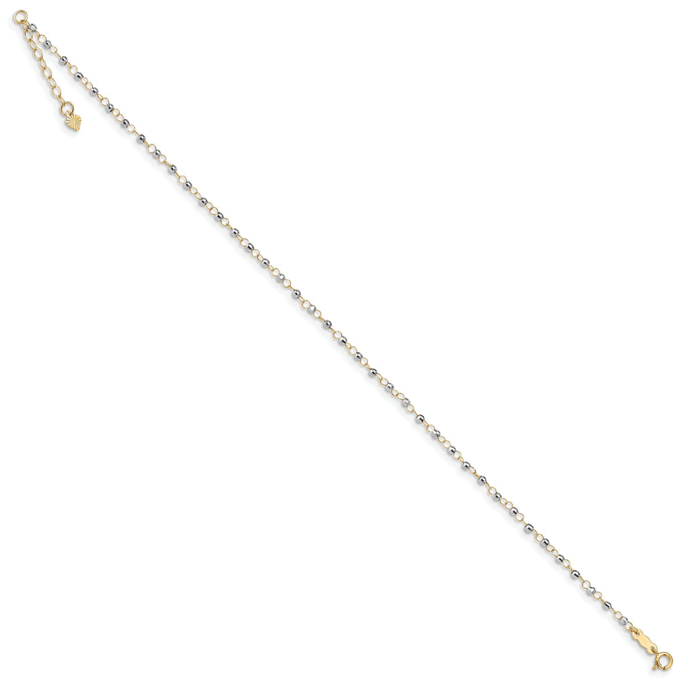 14k Two-tone Gold Circle Chain Beads Anklet