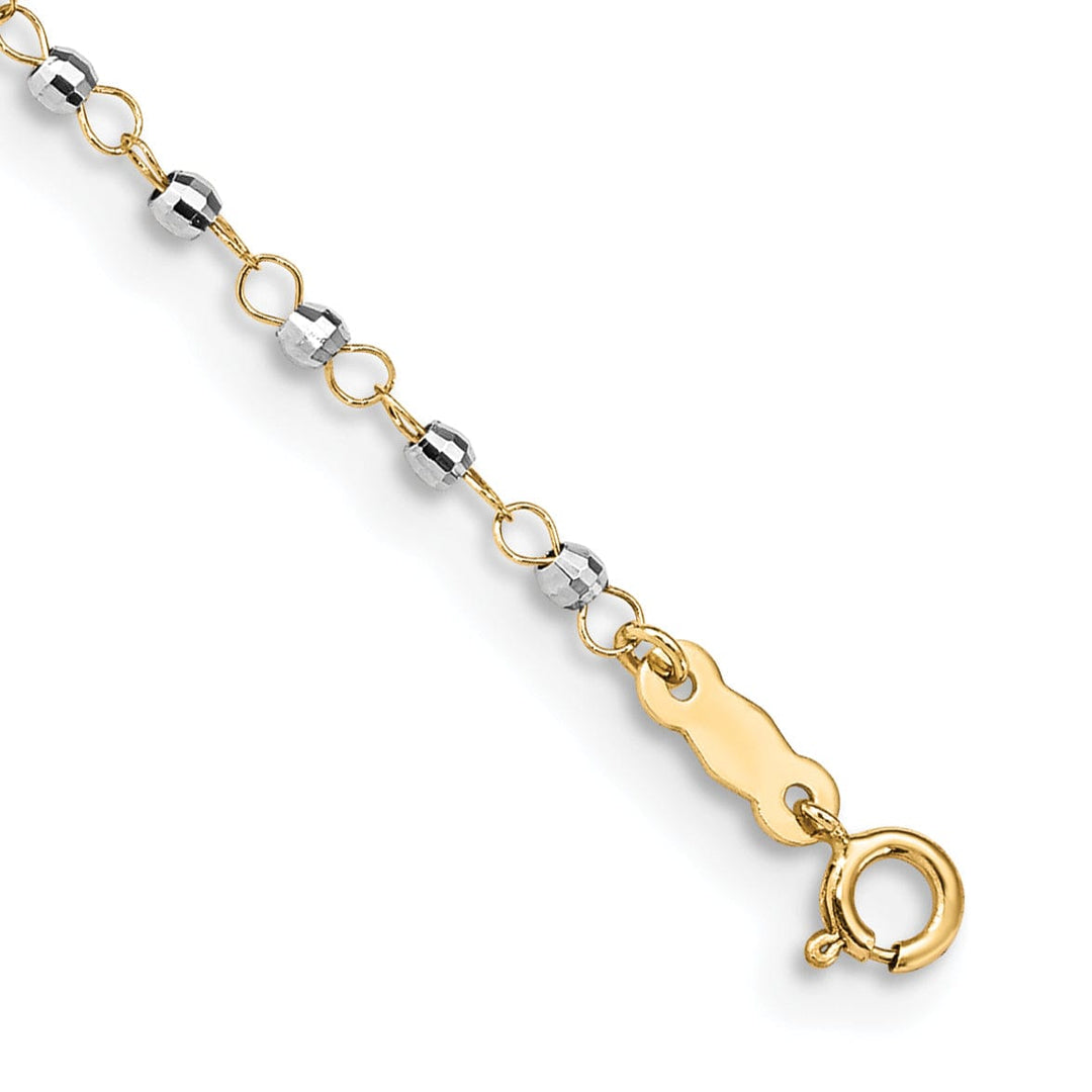 14k Two-tone Gold Circle Chain Beads Anklet