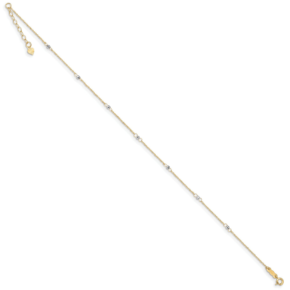 14k Two-tone Gold Ropa Mirror Bead Anklet