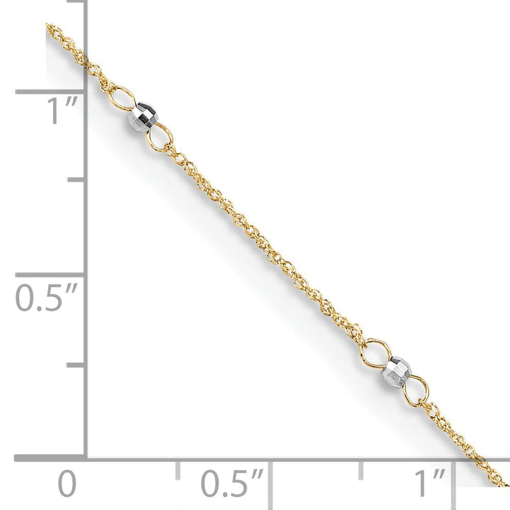 14k Two-tone Gold Ropa Mirror Bead Anklet