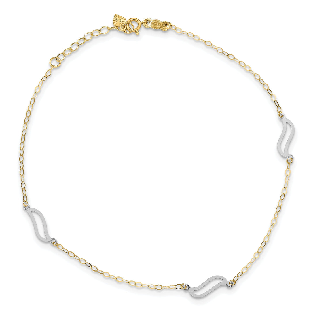 14k Tri-Color Gold with Open S Links Anklet