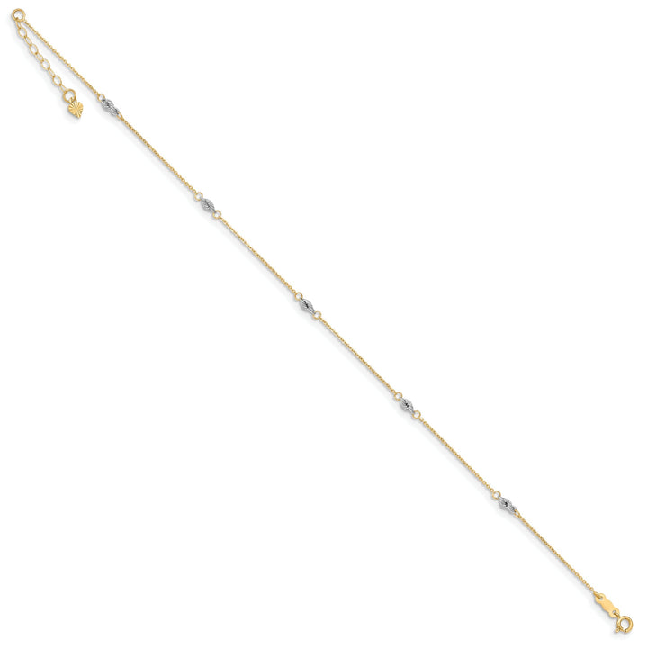 14k Two-tone Gold Cable Chain With Rope Chain Anklet