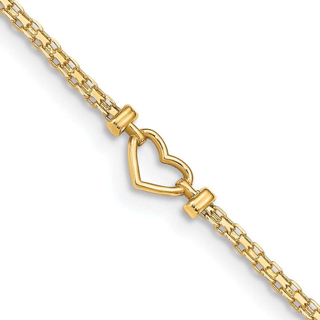 14K Yellow Gold Polished Open-Heart Anklet