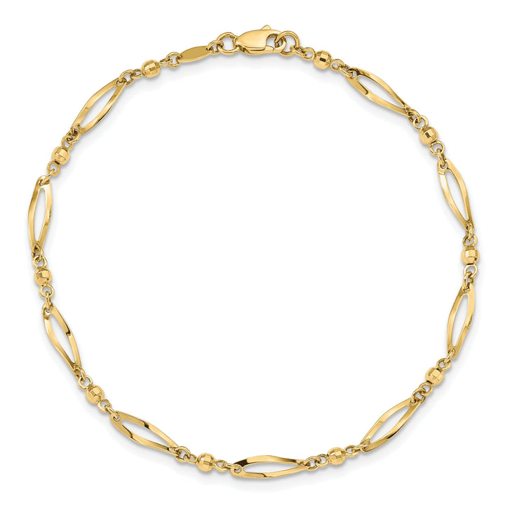 14k Yellow Gold Polished Diamond-Cut Anklet