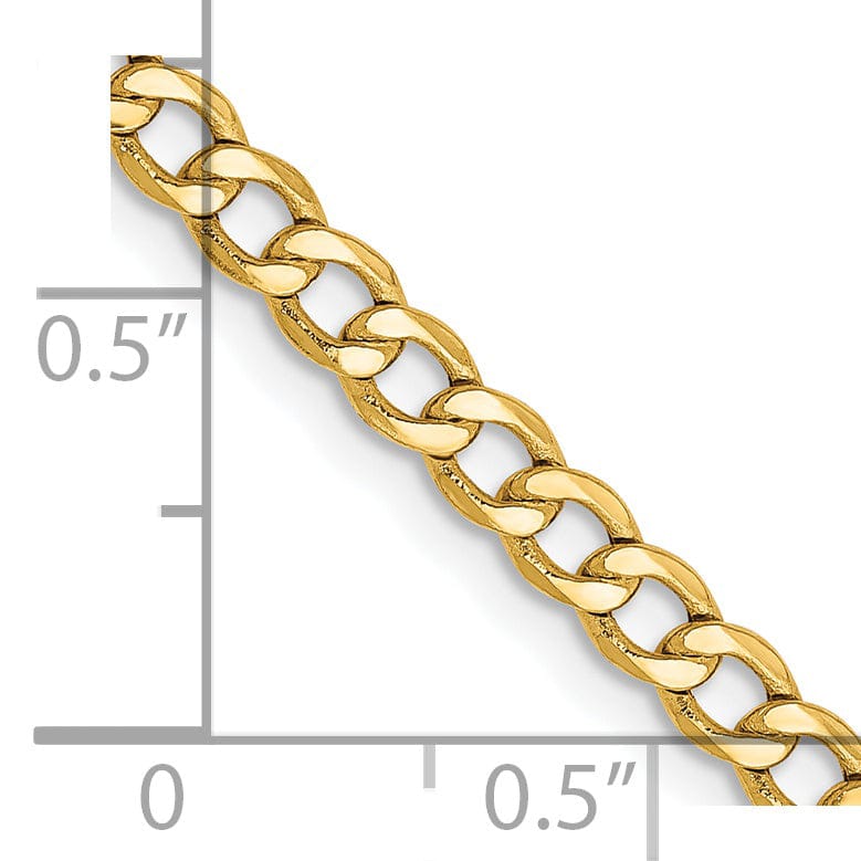 14k Yellow Gold 3.35m Semi Solid Curb Link Chain