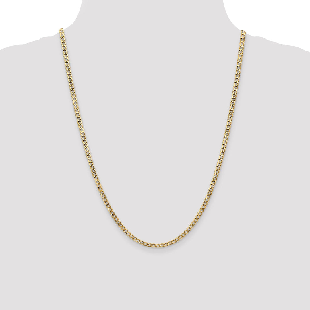 14k Yellow Gold 3.35m Semi Solid Curb Link Chain