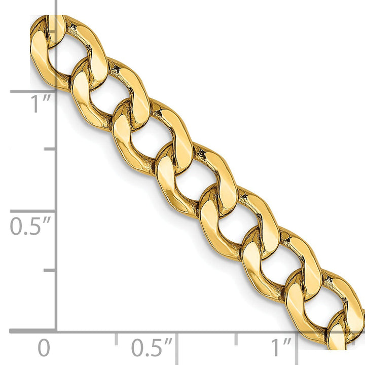 14k Yellow Gold 7.00m Semi Solid Curb Link Chain