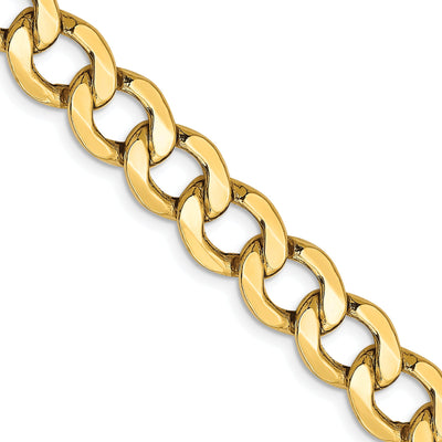 14k Yellow Gold 8.00m Semi Solid Curb Link Chain