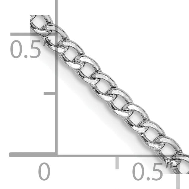 14k White Gold 2.50m Semi Solid Curb Link Chain