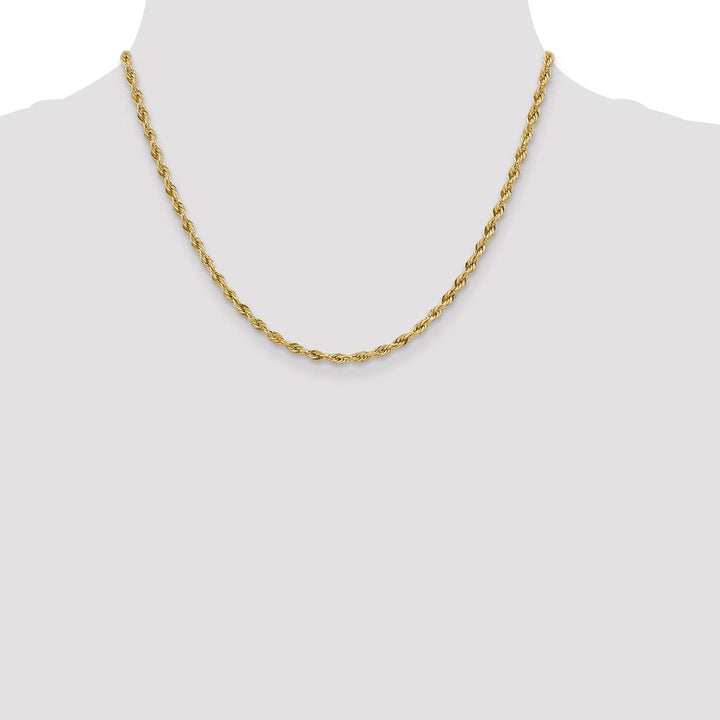 14k Yellow Gold 3-mm Semi Solid Rope Chain