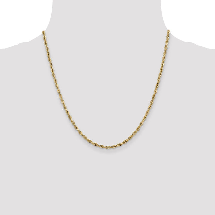 14k Yellow Gold 2.9mm Semi Solid Rope Chain