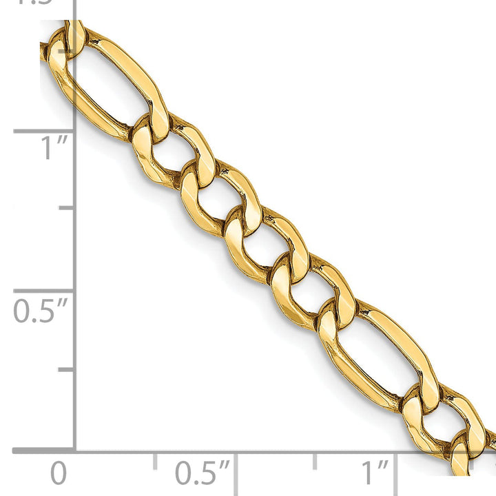 14k Yellow Gold 5.35-mm Semi Solid Figaro Chain