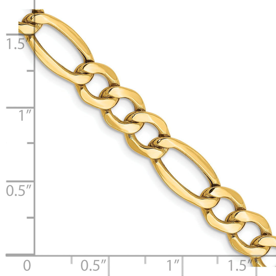 14k Yellow Gold 7.30-mm Semi Solid Figaro Chain