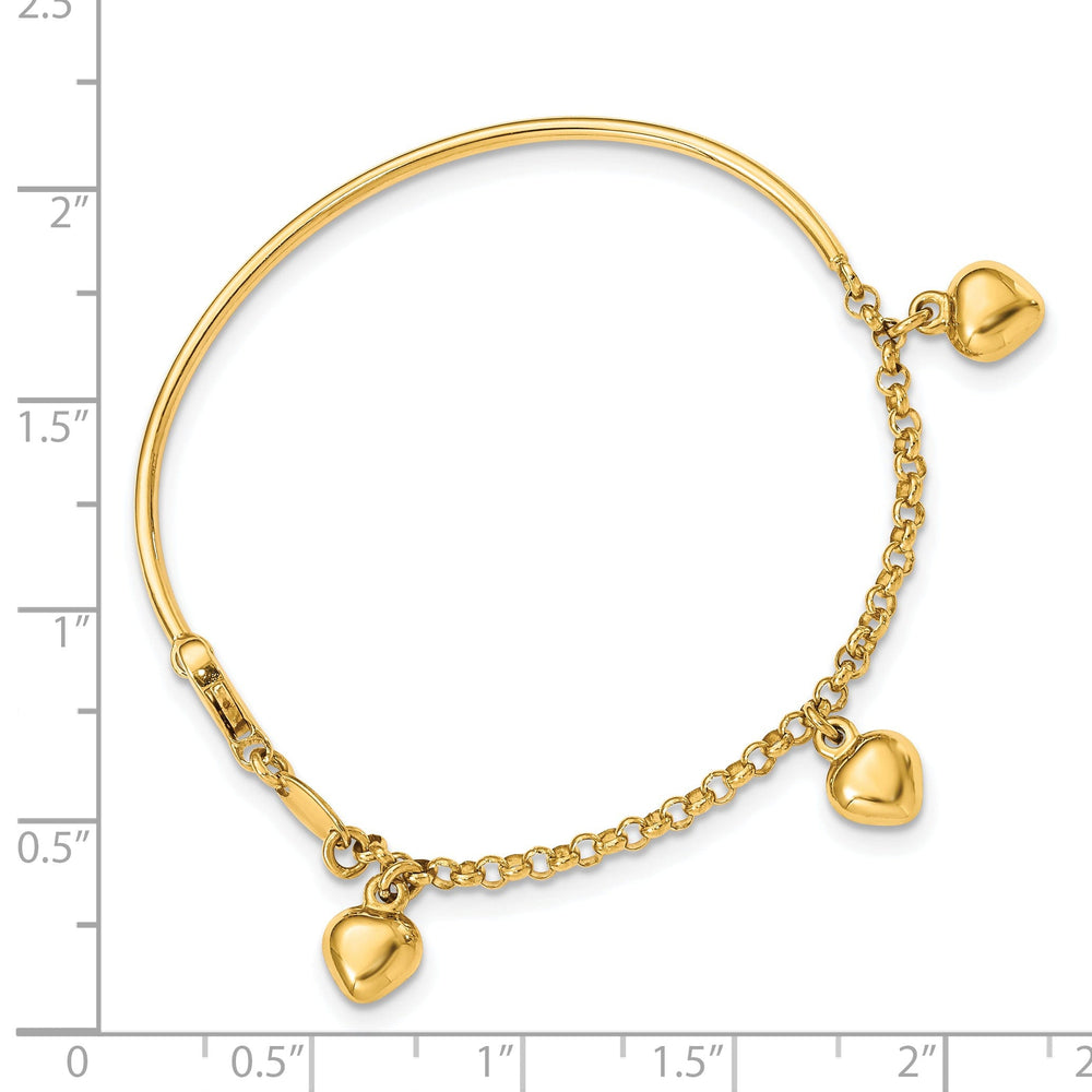 14k Yellow Gold Polished Dangle Heart Baby Bracelet