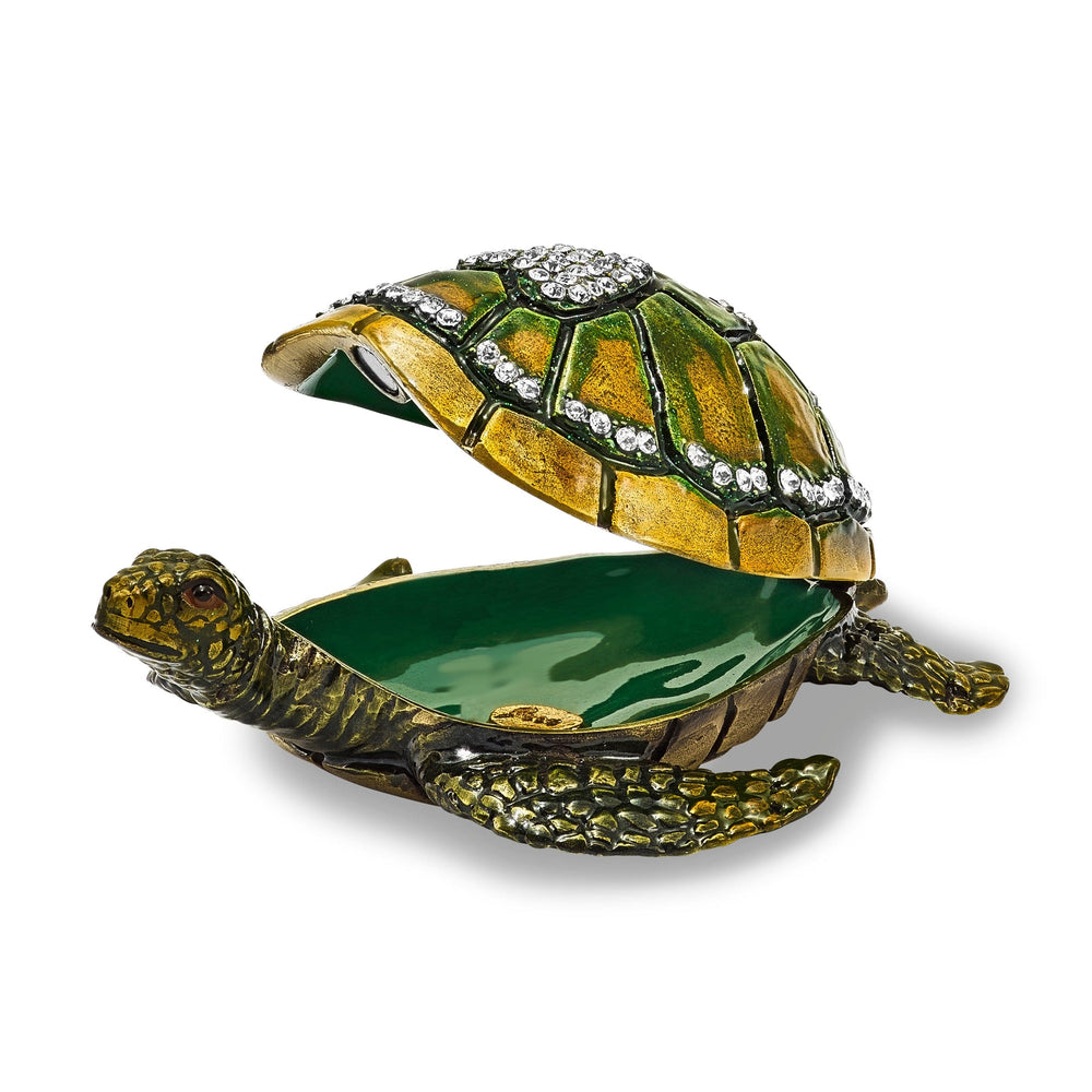 Bejeweled Multi Color SWEETHEART Green Sea Turtle Heart Trinket Box