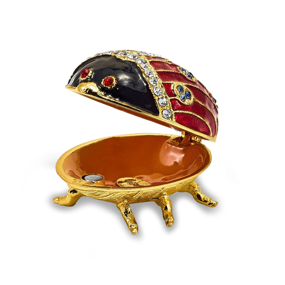 Bejeweled Pewter LUXY Ladybug Trinket Box Design Trinket Box