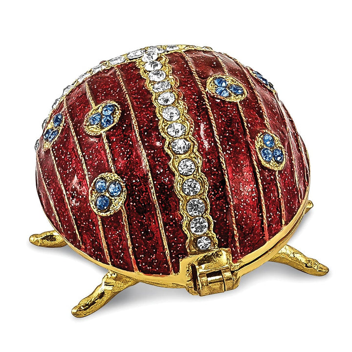 Bejeweled Pewter LUXY Ladybug Trinket Box Design Trinket Box