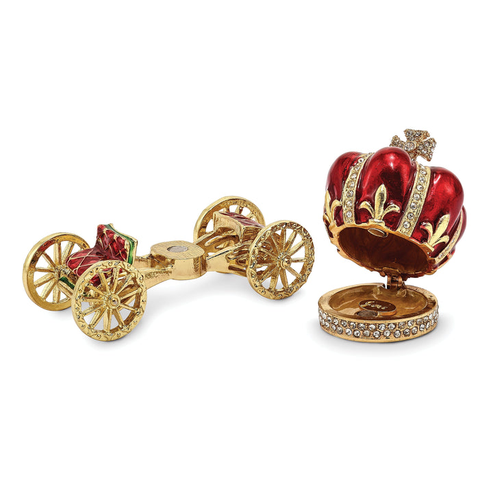 Bejeweled Multi Color Finish HER MAJESTY'S CROWN Carriage Trinket Box