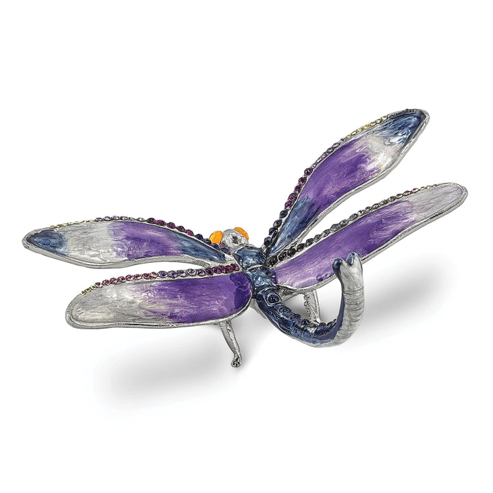 Bejeweled Pewter Multi Color Finish MADAME DRAGONFLY Ring Holder