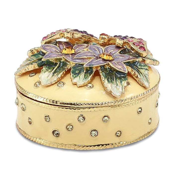 Bejeweled Pewter FLORIAN Butterfly & Floral Box Trinket Box Design