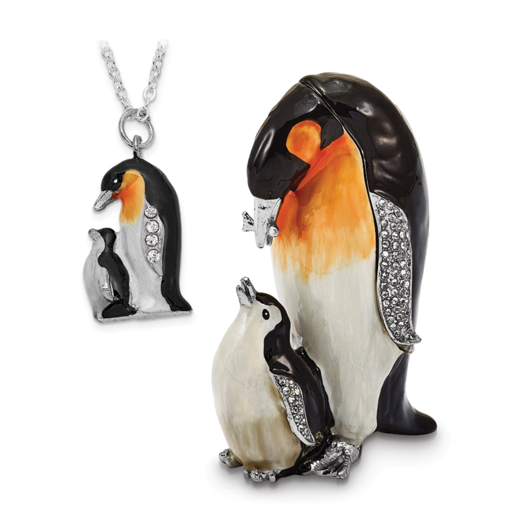 Bejeweled Pewter Multi HERO HARPER Emperor Penguin Baby Trinket Box