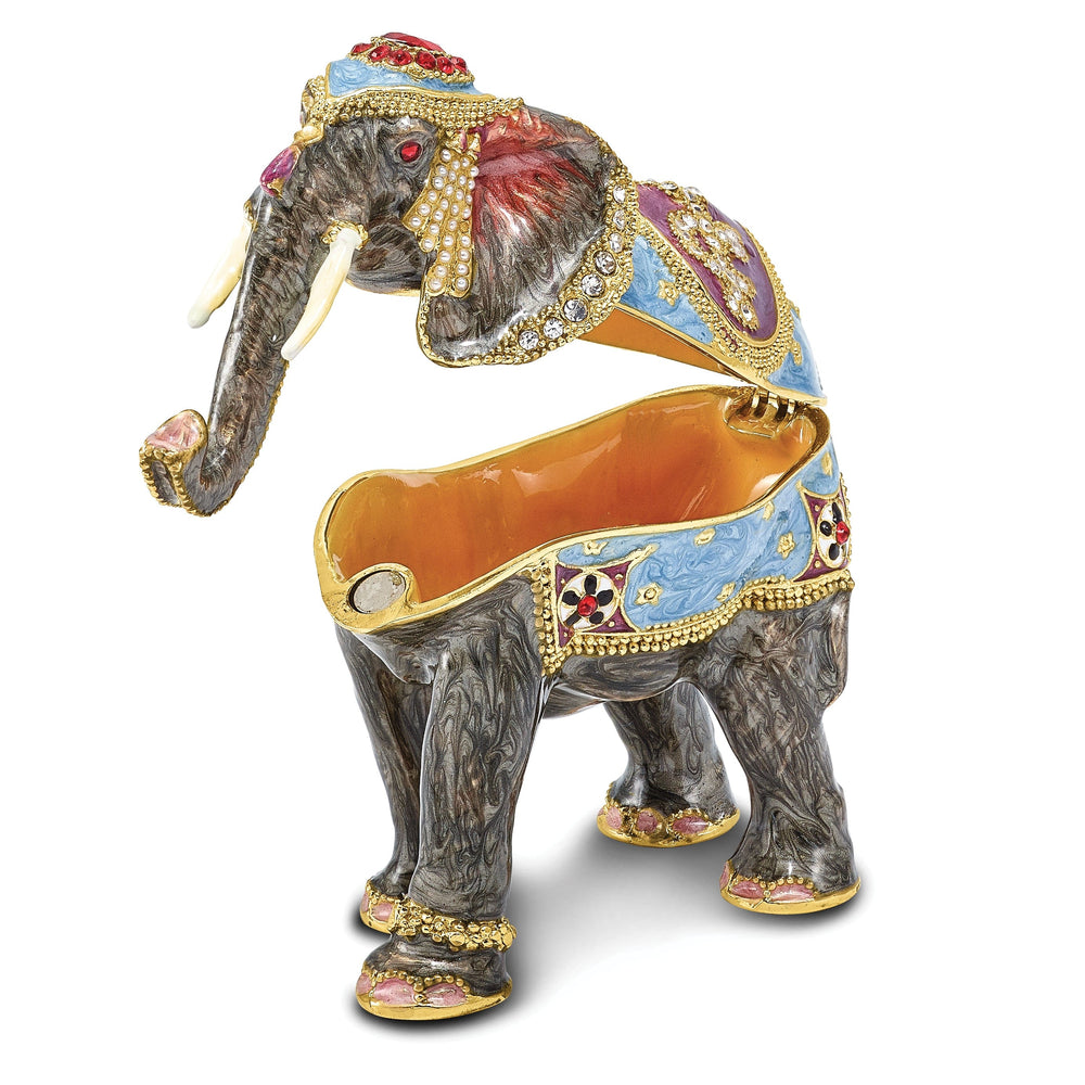 Bejeweled Pewter Kathmandu Elephant Trinket Box