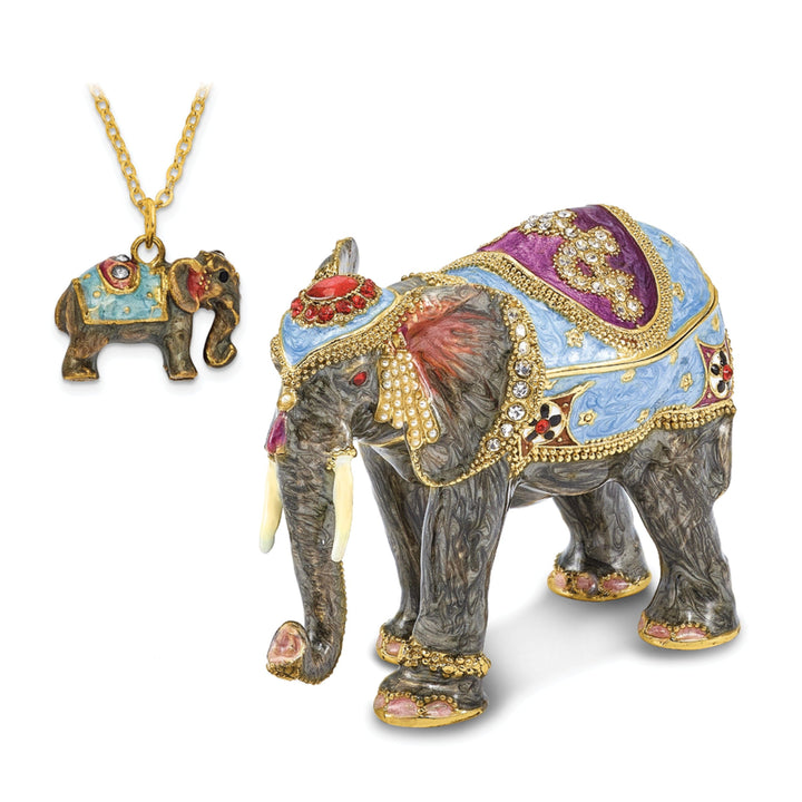 Bejeweled Pewter Kathmandu Elephant Trinket Box