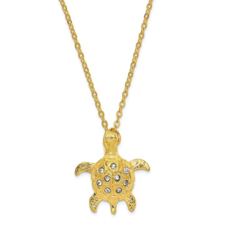 Bejeweled Pewter Gold Color Finish GILDA Golden Sea Turtle Trinket Box