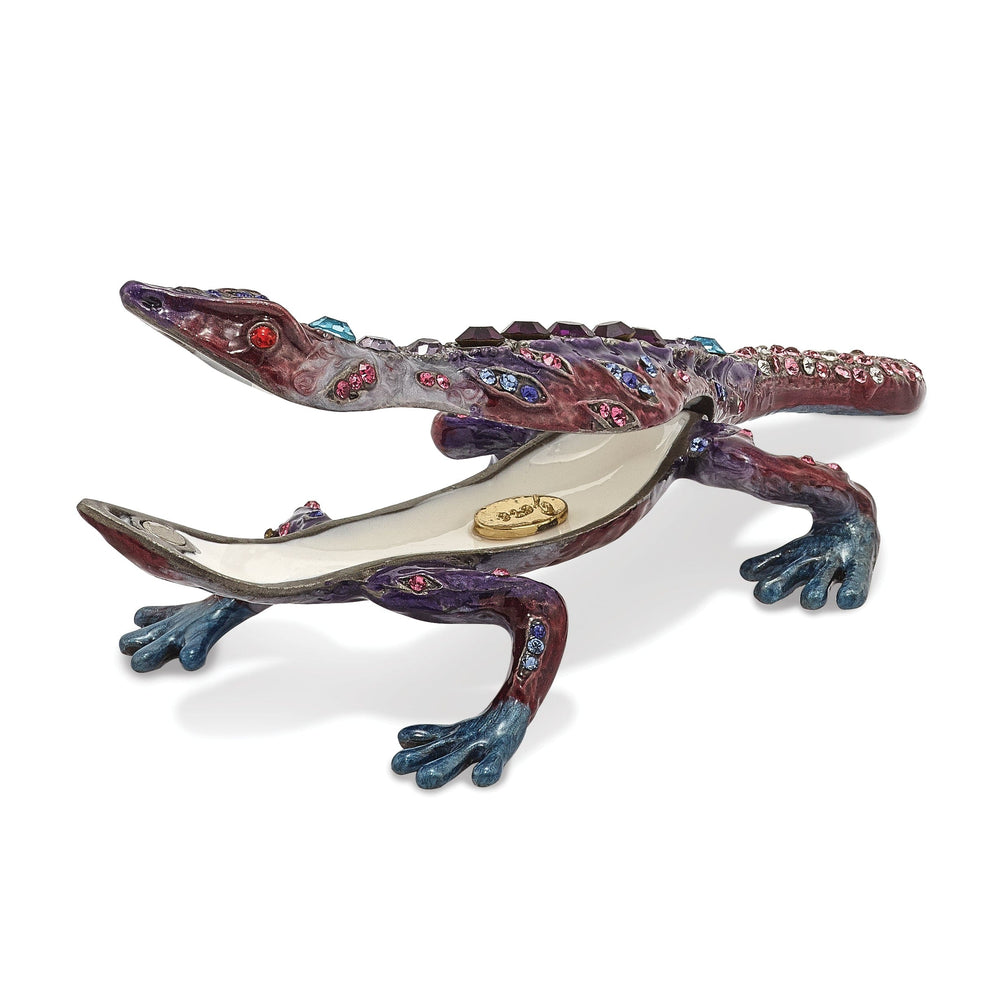 Bejeweled Pewter Multi Color Finish PRINCE OF JEWELS Gecko Trinket Box