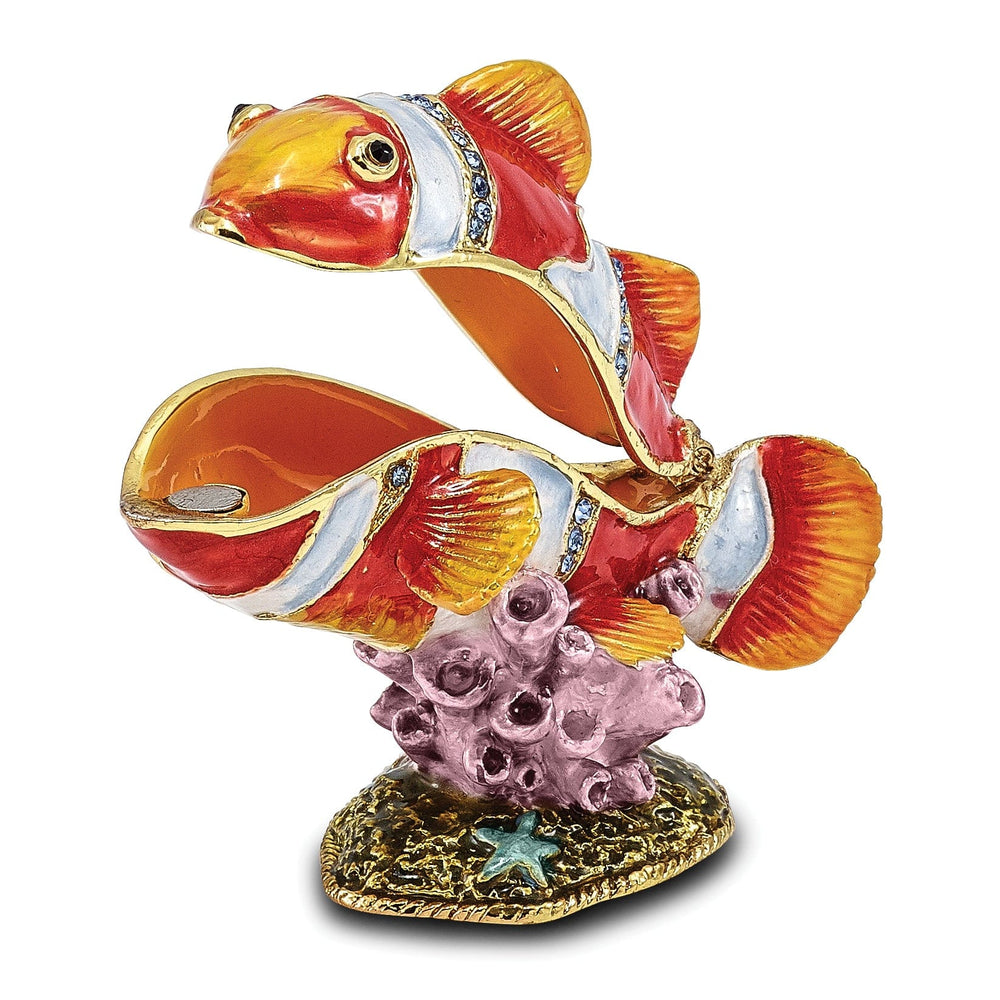 Bejeweled Multi Color Enamel Finish EMMETT Clown Fish Trinket Box