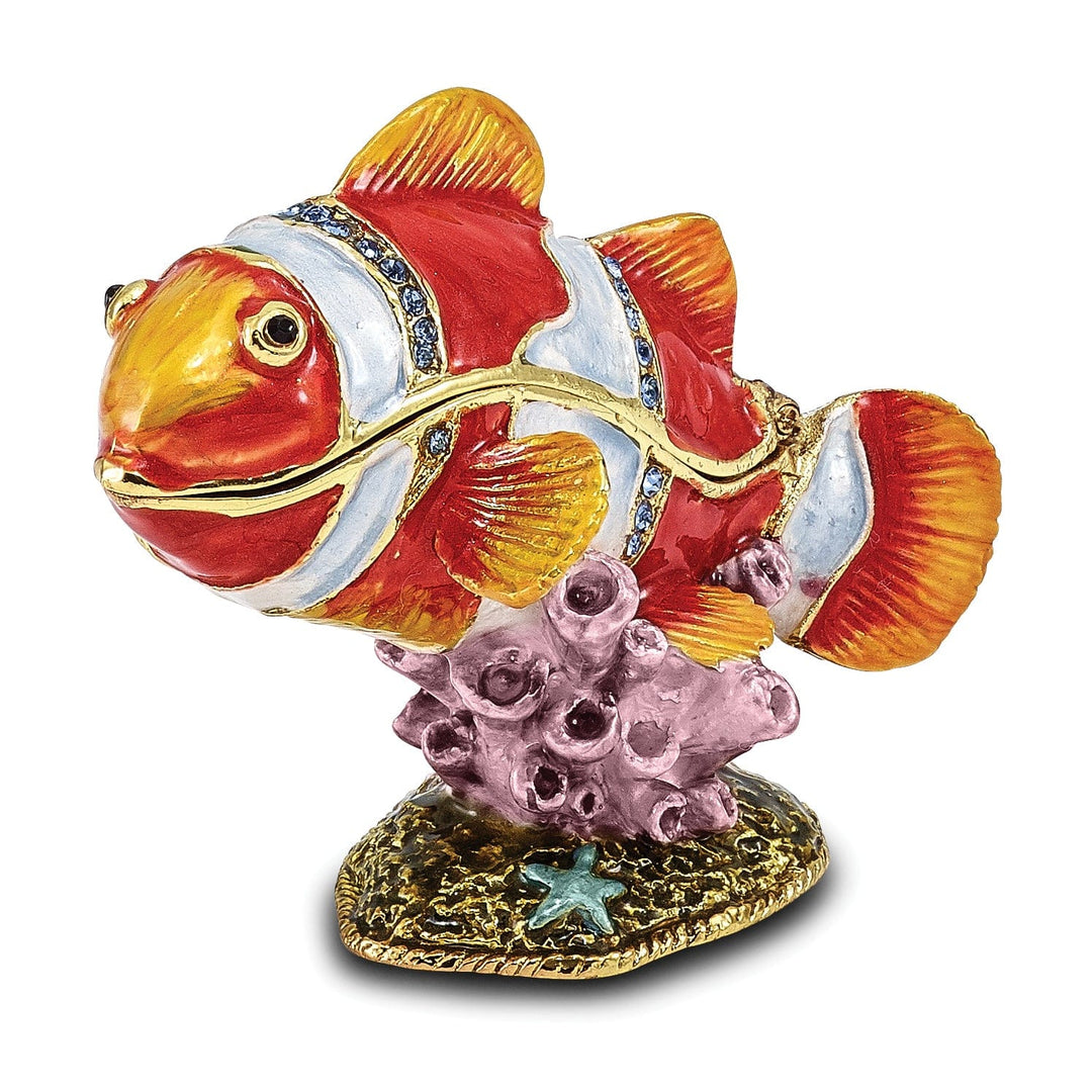 Bejeweled Multi Color Enamel Finish EMMETT Clown Fish Trinket Box