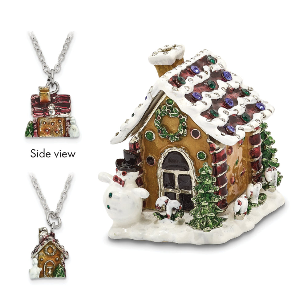 Bejewel Multi Color Finish LEBKUCHENHAUS Gingerbread House Trinket Box