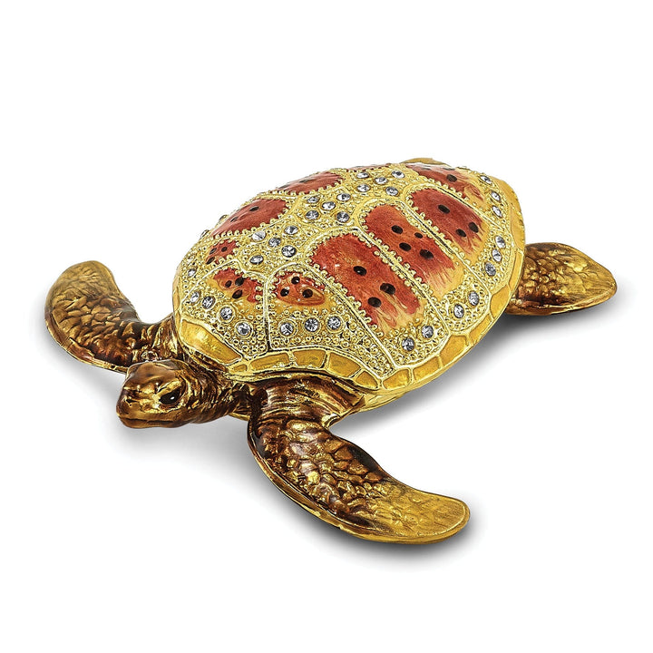 Bejeweled Multi Color PALM BEACH Loggerhead Sea Turtle Trinket Box