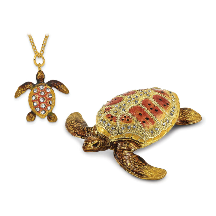 Bejeweled Multi Color PALM BEACH Loggerhead Sea Turtle Trinket Box