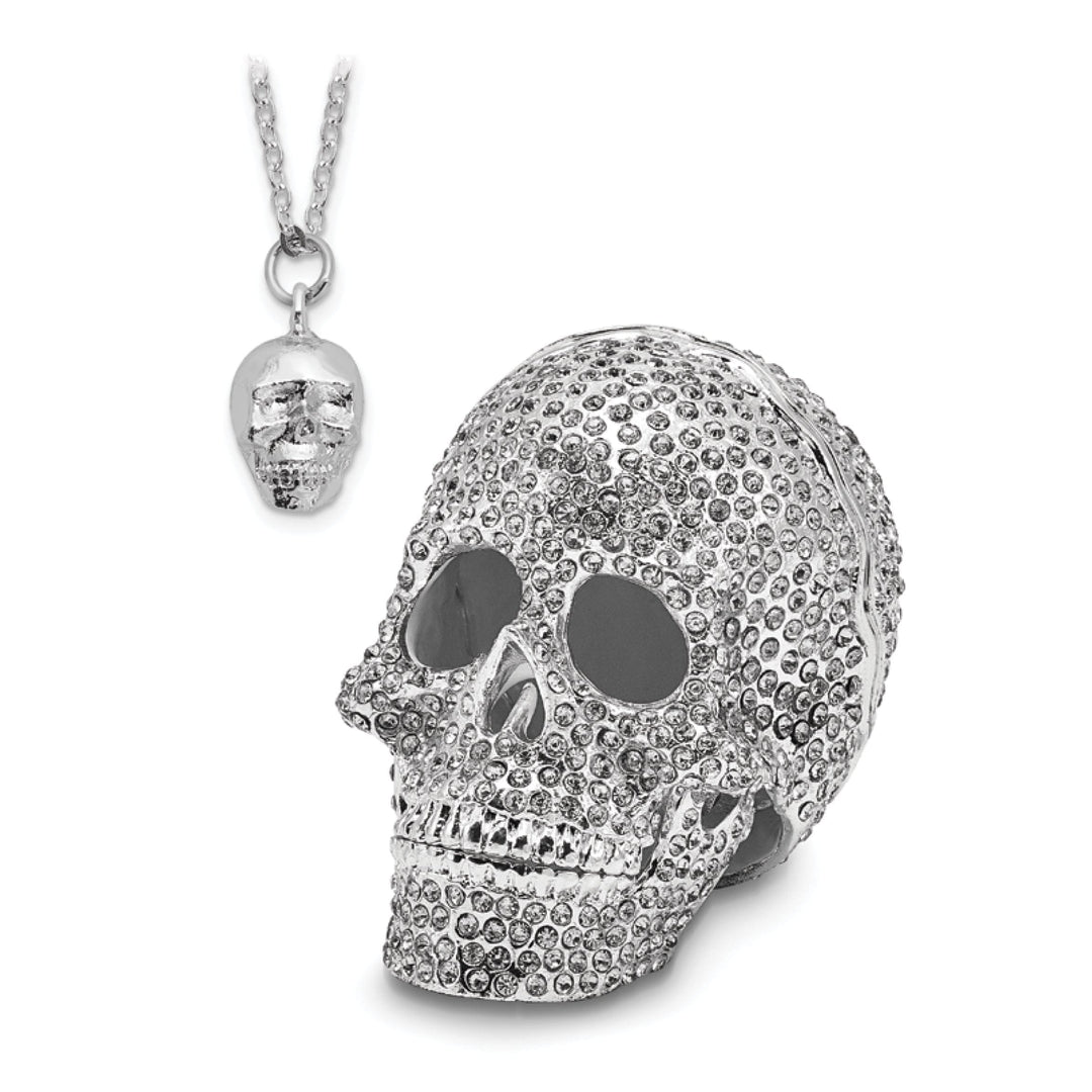Bejewel Silver Color TREASURE TROVE Full Crystal Skull Trinket Box
