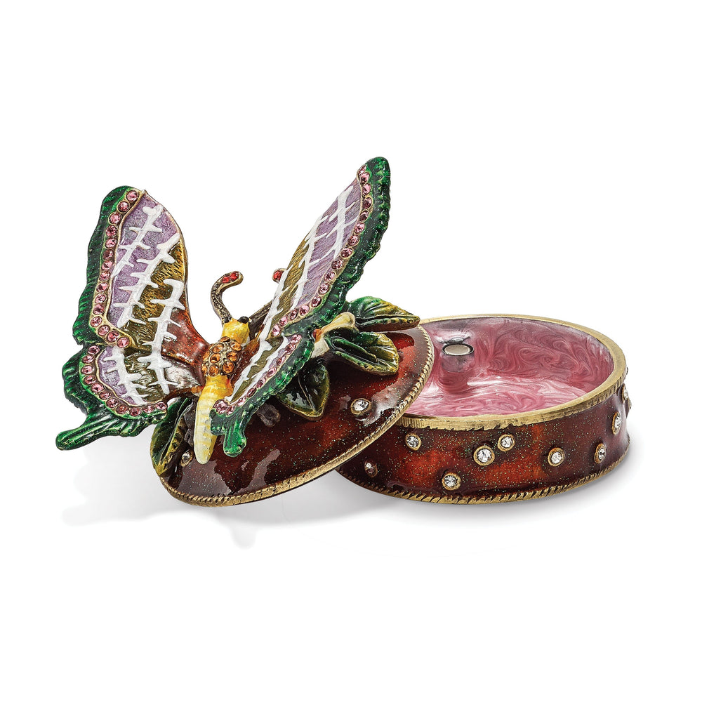 Bejeweled Pewter SANGRIA Butterfly Box Trinket Box Design