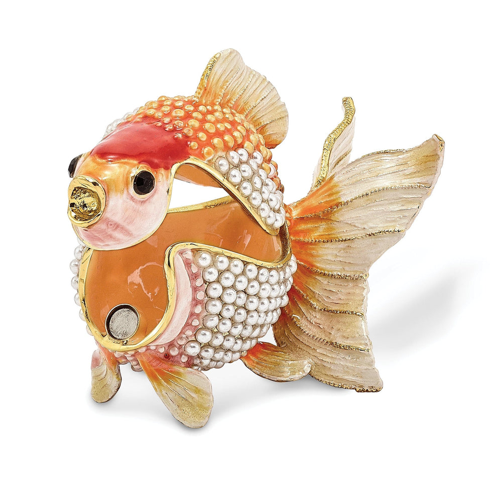Bejeweled Pewter Multi Color Finish KATIE Kissing Fish Trinket Box