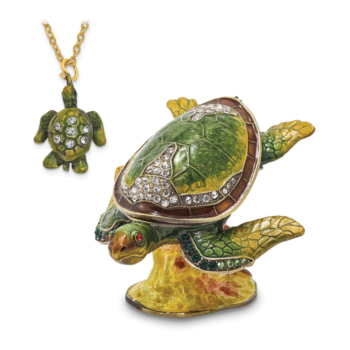 Bejeweled Multi Color Finish ROXY Reef Dweller Sea Turtle Trinket Box