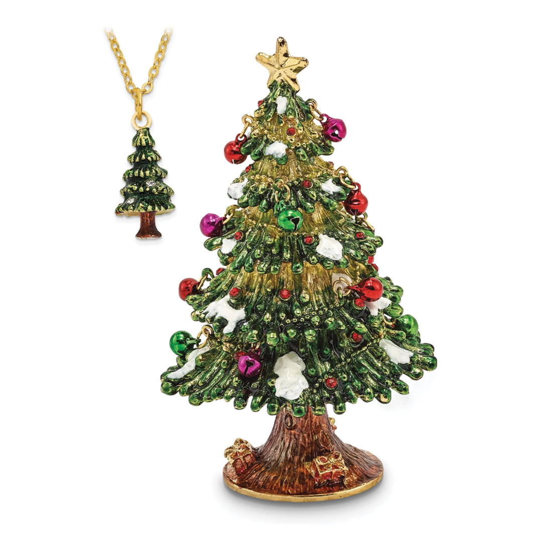 Bejeweled Multi Color Finish DECK THE HALLS Christmas Tree Trinket Box