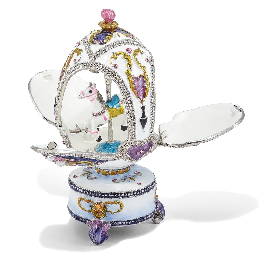 Bejeweled MERRY-GO-ROUND Carousel (It's A Small World) Musicial Egg