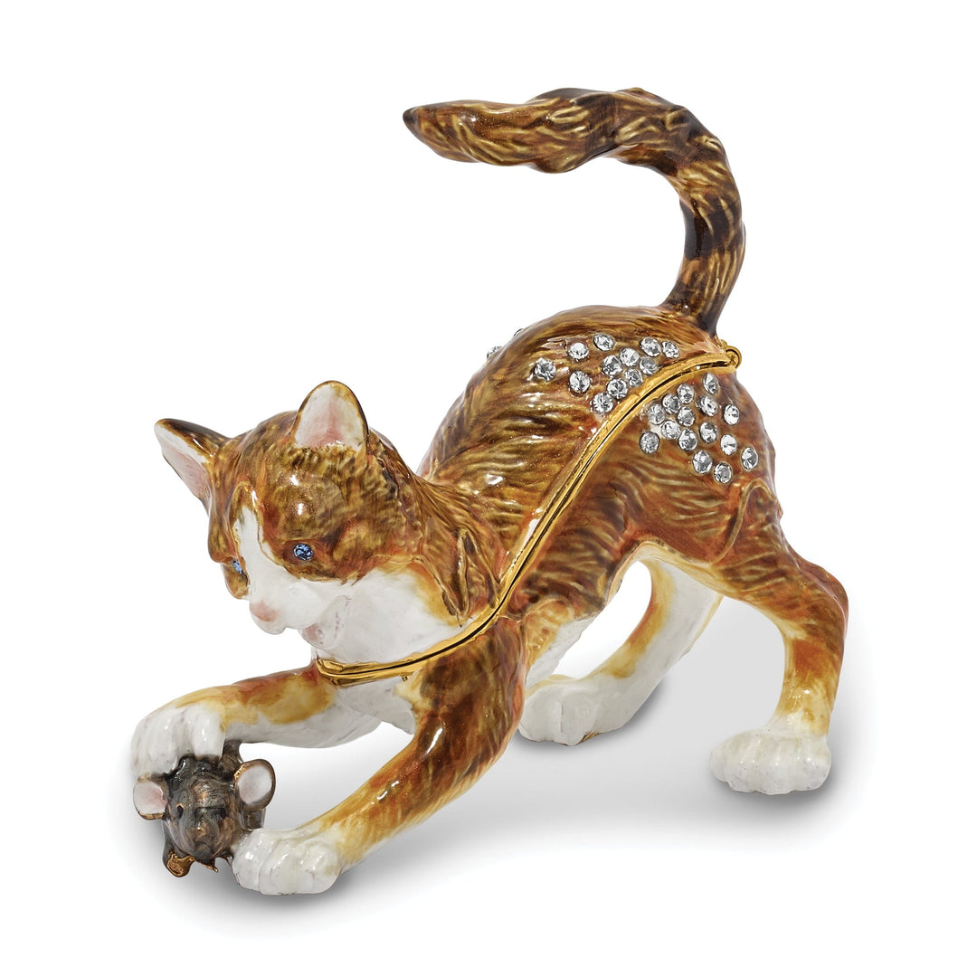 Bejeweled Multi Color Enamel Finish THOM JERE Cat & Mouse Trinket Box