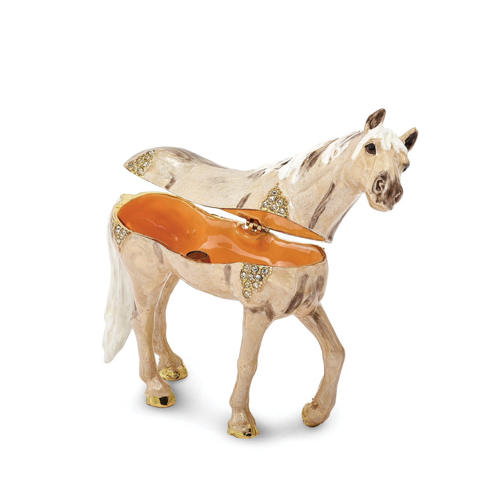 Bejeweled Multi Color Enamel Finish WILD 'N FREE Pony Trinket Box