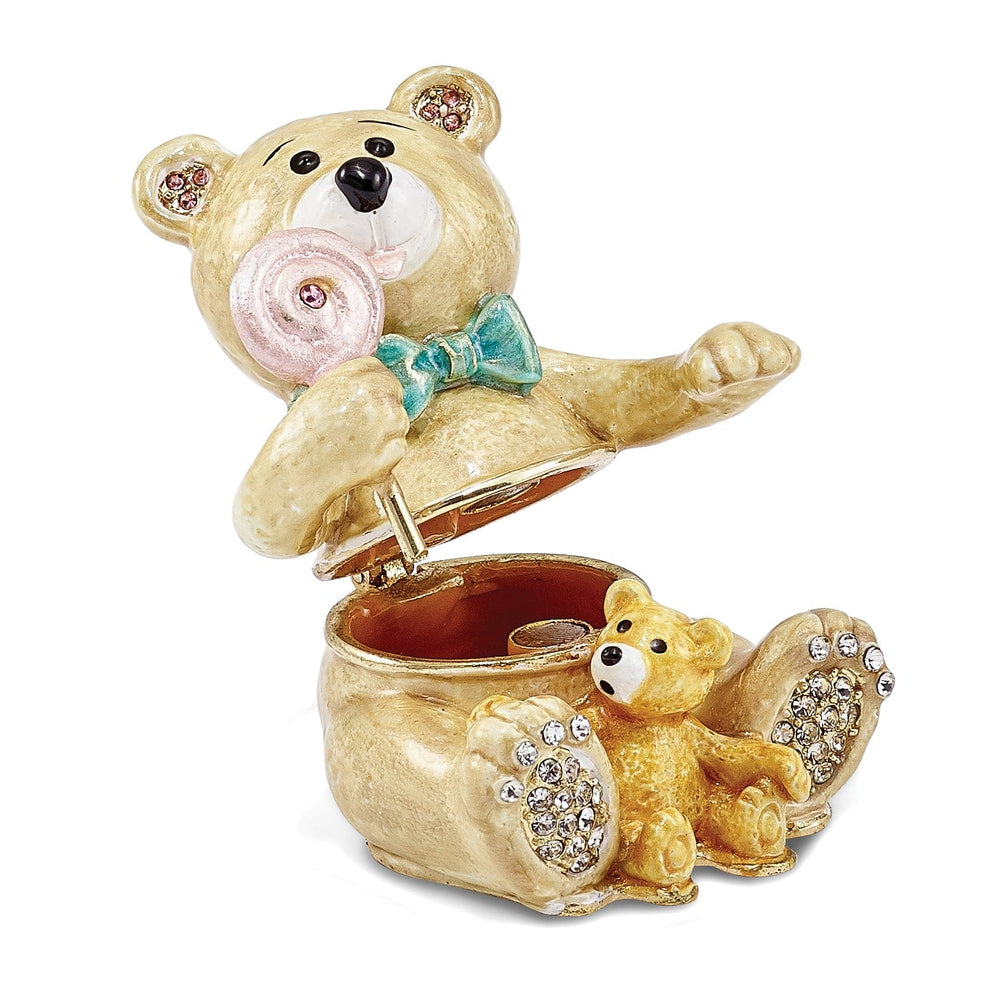 Bejewel Pewter Multi Color Finish LOLLY BEARS Teddy Bears Trinket Box