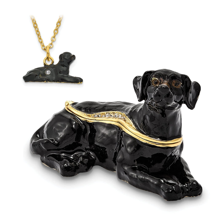 Bejeweled Black Color Finish KOOP Black Labrador Retriever Trinket Box