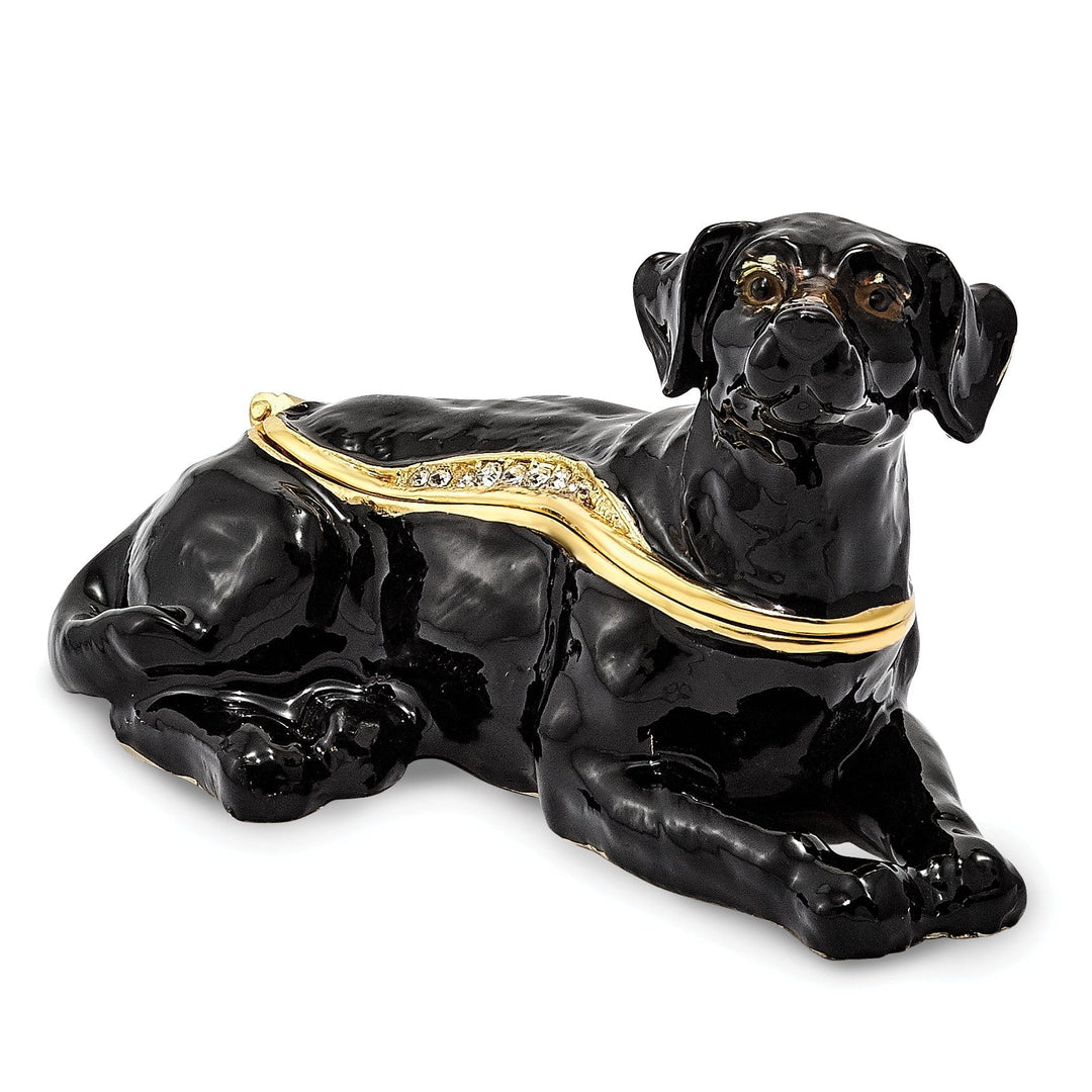 Bejeweled Black Color Finish KOOP Black Labrador Retriever Trinket Box