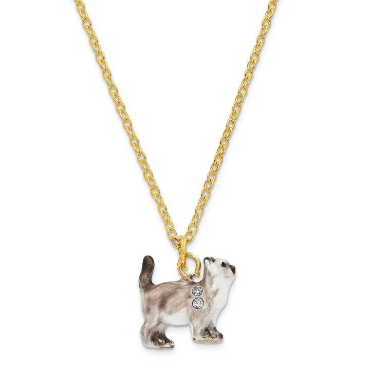 Bejeweled Pewter Multi Color Finish LAYSA Himalayan Cat Trinket Box